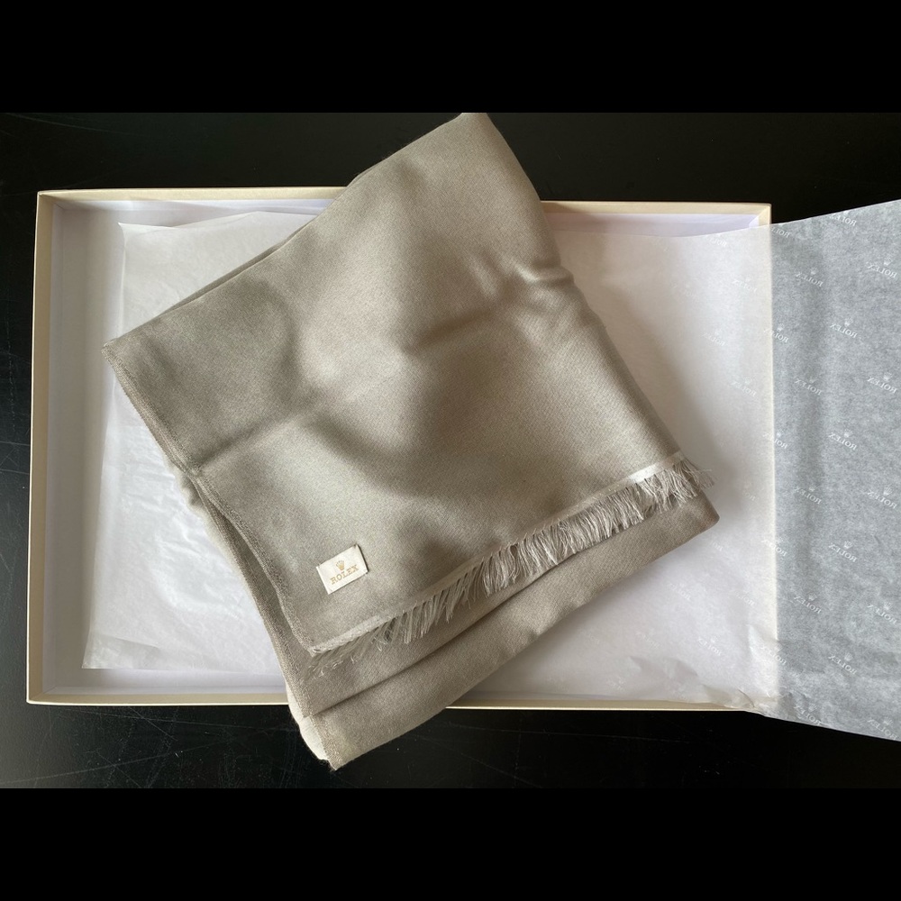 Rolex Beige Cashmere/Silk Scarf